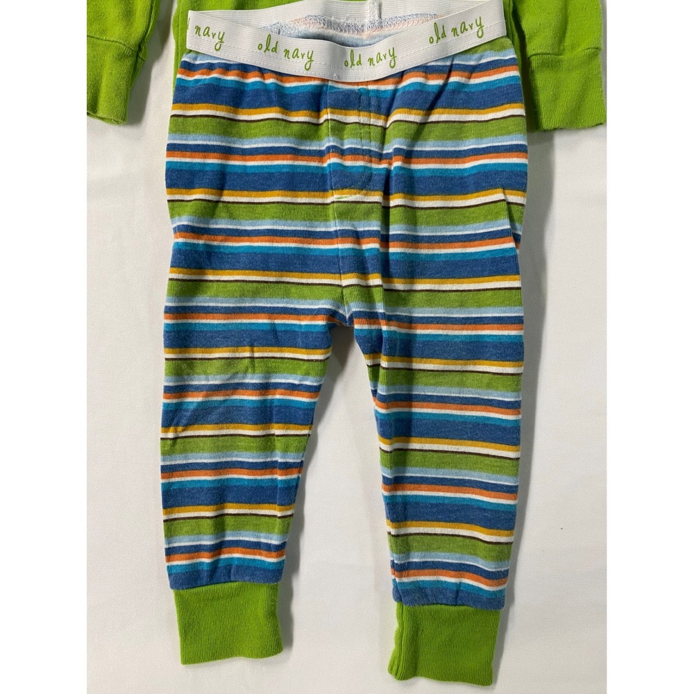 Old Navy Kids Pajama Set of 2 12-18M Baseball Star Handsome Red Green Striped - Picture 9 of 14